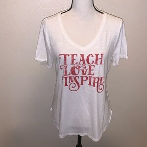 Maurices Teach Love Inspire White Short Sleeve Shirt